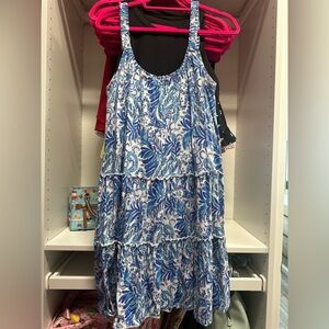 LILLY PULITZER LORO DRESS BAHA BLUE BIRD IS THE WORD sz Large